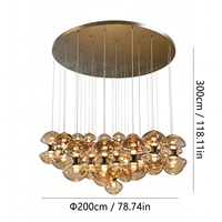 Lustre moderne de luxe léger en verre ambré à bulles, grande suspension décorative pour villa, hôtel, restaurant, escalier