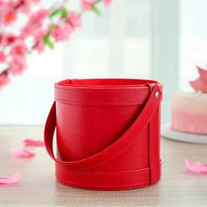 Pabrik kustom harga grosir kotak hadiah bunga bulat dan kotak pengaturan bunga mawar sederhana kulit portabel - Product Image 3