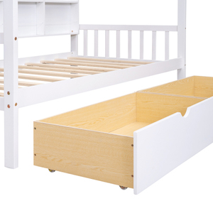 New Design Wooden Twin <b>Size</b> House <b>Bed</b> with 2 Drawers Kids <b>Bed</b> with Storage Shelf for Kids Bedroom - Product Image 5