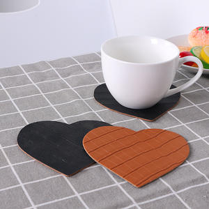 Sous-verre en cuir PU en forme de cœur, motif crocodile, durable et isolant, pour café et restaurant - Product Image 1
