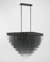 Lustres de luxe modernes pour salon Chaînes lumineuses à pompons pour villa et hôtel Luminaires décoratifs italiens noir/or