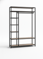 Ensemble de meubles modernes en métal, bois et panneaux MDF pour hôtel, dortoir d'étudiants et appartement – Lit, bureau et armoire robustes, design gain de place