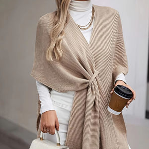 Chaqueta de Punto para Mujer, Elegante y Casual, de Color Sólido, con Cinturón, Antipilling, para Otoño/Invierno - Product Image 1
