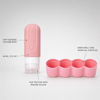Flacons de voyage souples en silicone, rechargeables, anti-fuite, 90 ml, approuvés par la TSA, sans BPA, avec étui rigide, lot de flacons.