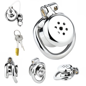 Jaula de Castidad Masculina Multifuncional de Metal FRRK con Catéter y Tapón Anal, Jaula de Castidad con Bloqueo para Pene, Juguetes Sexuales para Hombres Gay - Product Image 1