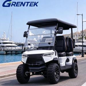Carrito de golf eléctrico todoterreno de 4 plazas con batería de litio elevada y parabrisas para villas y complejos turísticos - Product Image 1