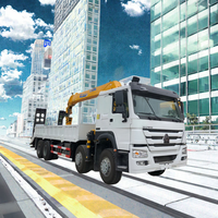 Camion-grue lourd d'occasion HOWO 8x4 371 380HP 12 tonnes avec flèche stabilisée pour l'Afrique