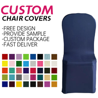 Housses de chaises universelles monobloc, élastiques et extensibles de taille personnalisée en plastique polyester spandex pour mariages et banquets