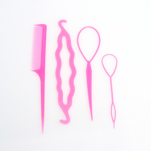 Juego de 4 herramientas para extensiones de cabello, accesorios para el cabello para mujer, herramienta para peinar el cabello, peine de cola de rata