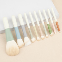 Harga Pabrik Profesional Gambur C10 Set Kuas Makeup 10 Buah Kit Lengkap Wajah Concealer Blush Alis Gagang Kayu Nilon OEM/ODM