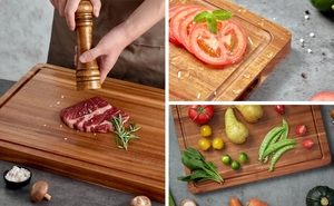 Vendita calda tagliere in legno inciso di qualità Premium a doppio lato taglieri in legno resistente per cucina - Product Image 5
