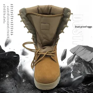 High-Top Cow Leather Suede Lace-up Summer Winter Survival Breathable Mesh Solid Rubber Training Outdoor Combat Hiking <strong>Boots</strong> - Product Image 3