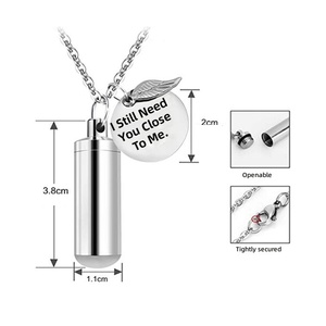Collana catena lusso più venduta, medaglione cilindro disco ala d’angelo ricordo animale, collana nome personalizzato - Product Image 4