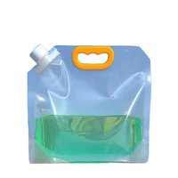 Vente en gros en stock sac d'emballage transparent de conteneur de stockage d'eau d'urgence liquide 3l 5l pochette à bec debout avec poignée
