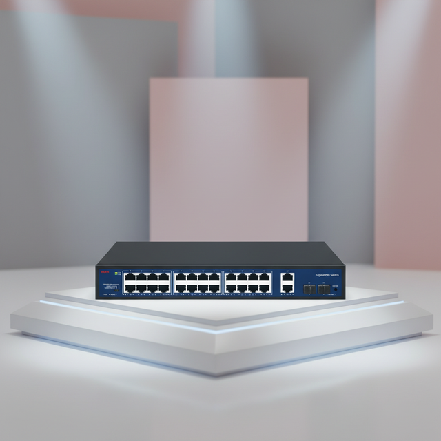 AI Watchdog Standard Hedy PoE Networking Switch with Standard PSE Chip 24 Ports Full Gigabit PoE Switch with 2 SFP