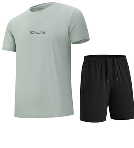 Conjunto Deportivo de Secado Rápido para <span class=keywords><strong>Hombre</strong></span>: Camiseta de Manga Corta y Pantalones Cortos para Entrenamiento Físico - Product Image 3