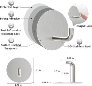Stainless Steel Metal Hook Wall-Hanging Stick Cloth Sponge Rack Waterproof Towel <b>Bag</b> Rack for Kitchen Bathroom <b>Shower</b> Room - Product Image 2