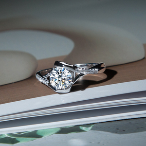 Bague en argent sterling S925 Angel <span class=keywords><strong>Kiss</strong></span> avec moissanite <span class=keywords><strong>1</strong></span> carat, forme cœur torsadée, pour femme, alliance de fiançailles - Product Image 5