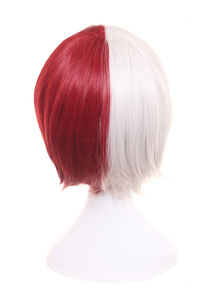 Peluca de Cosplay de <span class=keywords><strong>Todoroki</strong></span> Shoto de My Hero Academia, Peluca Corta Roja y Plateada, Sintética, para Anime, Halloween y Fiestas - Product Image 5