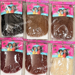 Cheveux en vrac Afro Kinky 100g 12 pouces, mèches Afro Kinky bouclées, extensions <span class=keywords><strong>de</strong></span> cheveux pour perruques, extensions en vrac pour tresses Afro Kinky Twist - Product Image 2