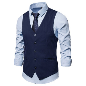 Chaleco Casual para <span class=keywords><strong>Hombre</strong></span>, Cuello en V, Chaleco de Traje de Un Solo Pecho, Color Sólido, Formal de Negocios, para Trabajo, Fiesta, <span class=keywords><strong>Boda</strong></span>, Esmoquin, Chaleco Masculino - Product Image 2