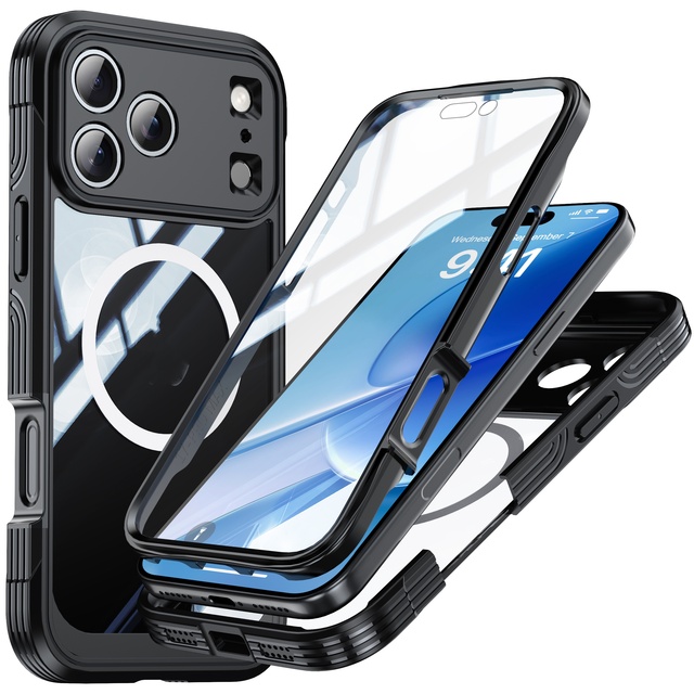 GSCASE Dustproof High Quality PC Shockproof Built-in Screen Protector Transparent Magnetic Phone Case for Iphone 17 Pro Max