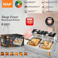 Friteuse à huile professionnelle RAF en acier inoxydable à double panier 5,5+5,5L, friteuse électrique pour poulet frit