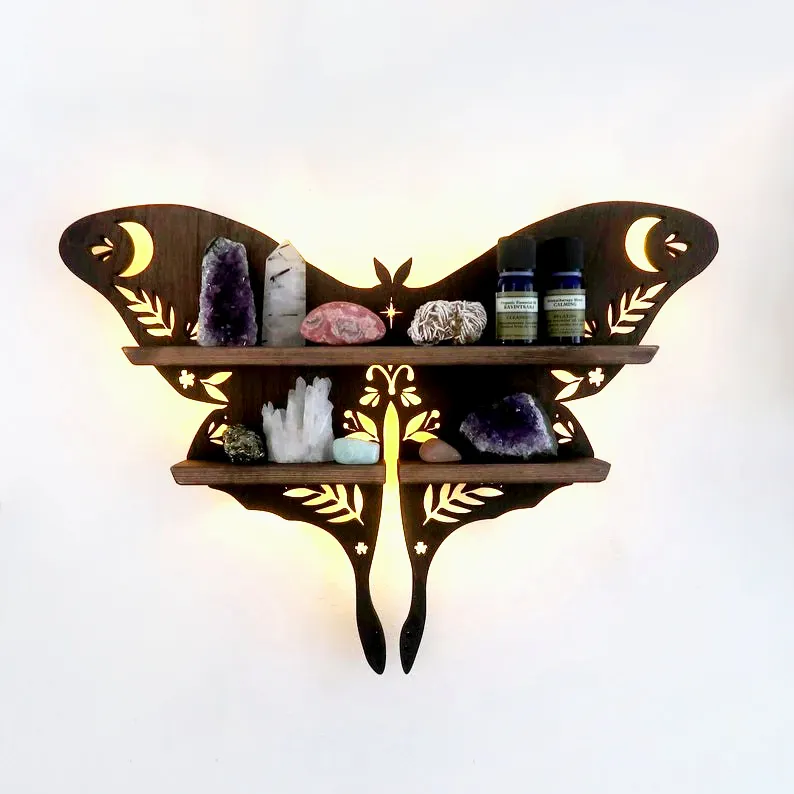 Luminous butterfly shelving European wall crystal shelving essential shelving living room bedroom decorative wall rack