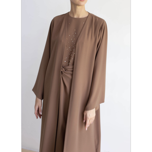 Abito Jalabiya ultimo disegno ricamo musulmano Abaya formato libero anteriore aperto abbigliamento islamico morbido tessuto Dubai Abaya - Product Image 1