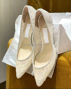 Zapatos de tacón alto JC de primera calidad con punta en malla, brillantes, personalizados, importados, con forro de piel de oveja de alta calidad, elegantes y nobles para mujer. - Product Image 3