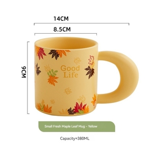 Vente en gros de tasses à café en céramique de style nordique, 300-400 ml, motif végétal, tasse rétro pour les fêtes, personnalisable, 400 ml, pour le bureau et la maison - Product Image 2