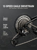 VTT tout suspendu TWITTER OVERLORD en carbone, 12 vitesses SRAM SX, axe Boost, VTT de descente