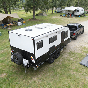 Ecocampor Nouvelle <span class=keywords><strong>caravane</strong></span> tout-terrain personnalisée <span class=keywords><strong>avec</strong></span> <span class=keywords><strong>lit</strong></span> queen et <span class=keywords><strong>lit</strong></span> <span class=keywords><strong>superposé</strong></span> et fenêtres de camping-car Remorque de voyage légère pour 4 personnes - Product Image 1