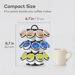 커피 포드 홀더 쿠리그 K-컵 카루셀 포드 정리대 조립 불필요 27포드 수납 가능 360도 회전 메탈 - Product Image 4