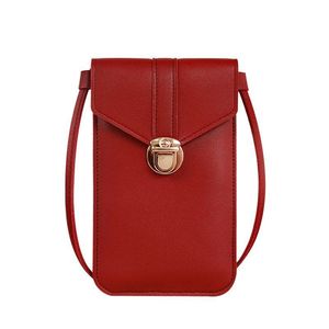 I-0112 sac à bandoulière en cuir PU femme à la mode avec poche pour téléphone à écran tactile fermoir Vintage petit portefeuille - Product Image 1
