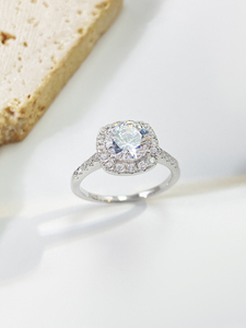Anillos de Compromiso de Plata de Ley 925 con Diamantes Redondos Brillantes y Circonitas, Joyería Fina para Mujer - Product Image 6