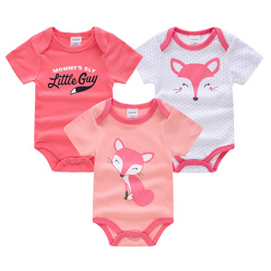 Set di 3 Pezzi <span class=keywords><strong>Abbigliamento</strong></span> per Neonati, Body in Cotone a Maniche Corte per Bambine 0-12 <span class=keywords><strong>Mesi</strong></span>, Vestiti per Neonati e Bambini - Product Image 1
