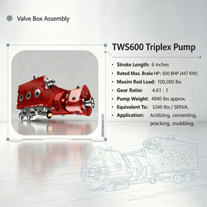 ปั๊มทริเพล็กซ์ TWS600 ขนาด 6 นิ้ว แรงดันสูง 600 แรงม้า สำหรับงานฉีดกรดและงานซีเมนต์ - Product Image 1