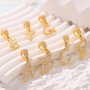 Joyería Fina Personalizada, Chapado en Oro de 18K, Accesorios para Collares DIY, Colgante con Incrustaciones de Circonio, 26 Letras, para Mujer - Product Image 3