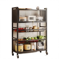 Étagère de rangement de cuisine moderne en métal à 5 niveaux sur roulettes, design anti-poussière pour l'organisation des épices, des fruits et des légumes, durable