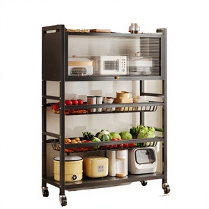 Moderno Estante Metálico de Cocina de 5 Niveles con Ruedas, Diseño Antipolvo para Organización de Especias, Frutas y Verduras, Duradero - Product Image 4
