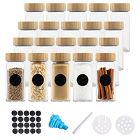 Set Botol Bumbu Kosong Grosir 24 Pcs 4oz Botol Bumbu Kaca Bening dengan Tutup Bambu