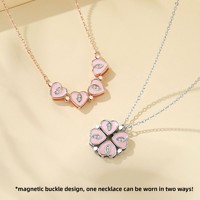 Collier de mode trèfle à quatre feuilles en gros pour femmes, bijoux à porter de deux façons, design touchant, cadeau