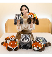 Peluche de raton laveur lestée, douce, avec rembourrage en coton PP, respectueuse de la peau, super douce, personnalisable, avec oreilles mobiles