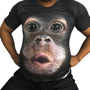 T-shirt pour homme de <span class=keywords><strong>marque</strong></span> d'été, col rond, manches courtes, imprimé animal <span class=keywords><strong>singe</strong></span>/lion, t-shirt imprimé numérique 3D - Product Image 2
