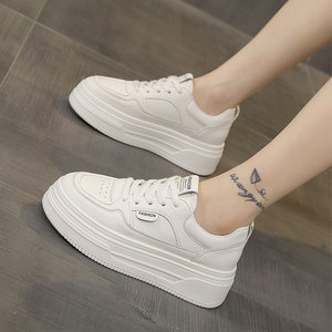 New Autumn Women's High Top <b>White</b> Sports Shoes Round Toe <b>Lace</b> Up Style Casual and Sporty Walking Shoes - Product Image 4