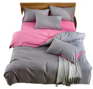 Wholesale Ultra Soft Solid Color 100% Cotton Sanding Bed Sheet Line Bedding Set Cotton