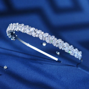 Diadema de zirconia europea para niña y mujer, Tiara para el pelo, cinta para el pelo, decoración para el pelo de boda, para dama de honor - Product Image 3