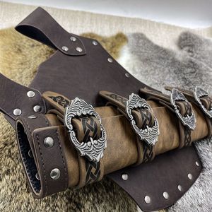 Cinturón de cuero de guerrero vikingo medieval con armadura de hombro y funda para espada, conjunto para accesorios de cosplay. - Product Image 5