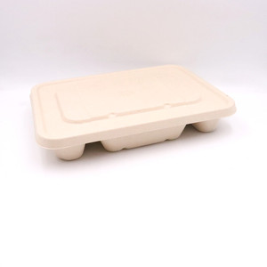 6 Compartment <strong>Disposable</strong> <strong>Plates</strong> Sugarcane Bagasse <strong>Plate</strong> Tray with Lid - Product Image 5